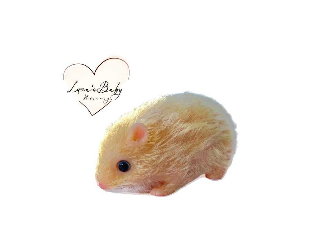 Teacup Silicon Hamster Adoption Gift Set, Silicone Hamster 4", Reborn Golden hair Hamster