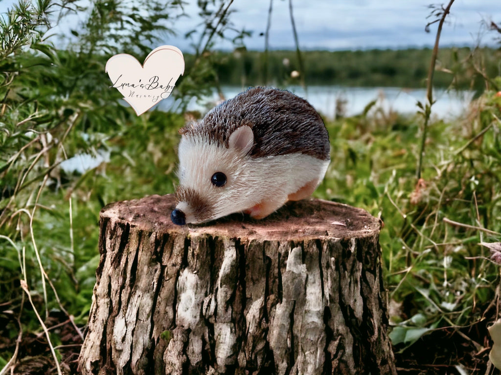 Teacup Silicone Hedgehog Adoption Gift Set, Reborn Brown Hair Hedgehog