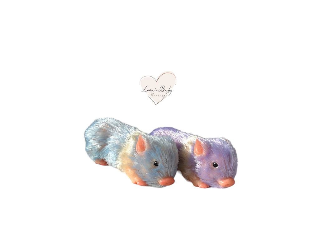 Twin Mini Silicone Pig Adoption Gift Set, Blueberry Twin Collection.