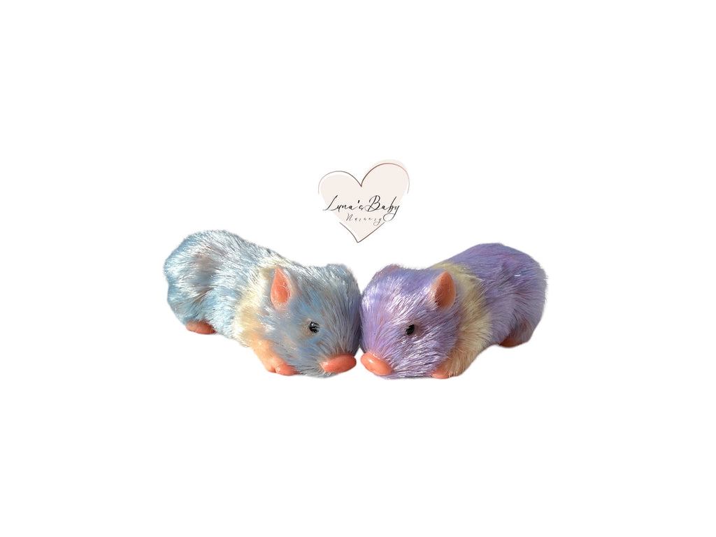 Twin Mini Silicone Pig Adoption Gift Set, Blueberry Twin Collection.